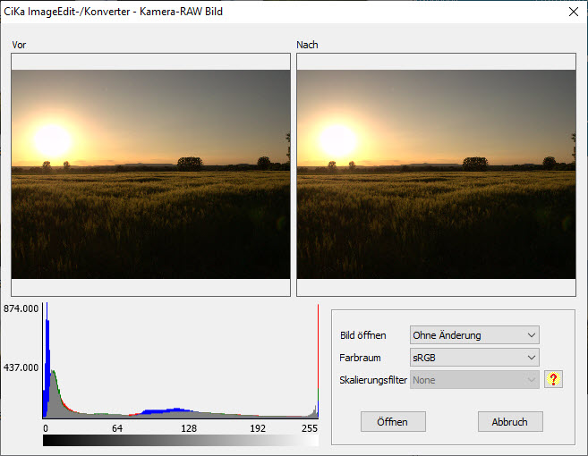 RAW Editor - Bild ohne Änderung RAW Editor - Bild ohne Änderung