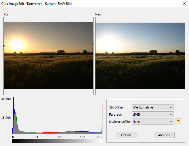 RAW Editor - Bild wie Aufnahme RAW Editor - Bild wie Aufnahme