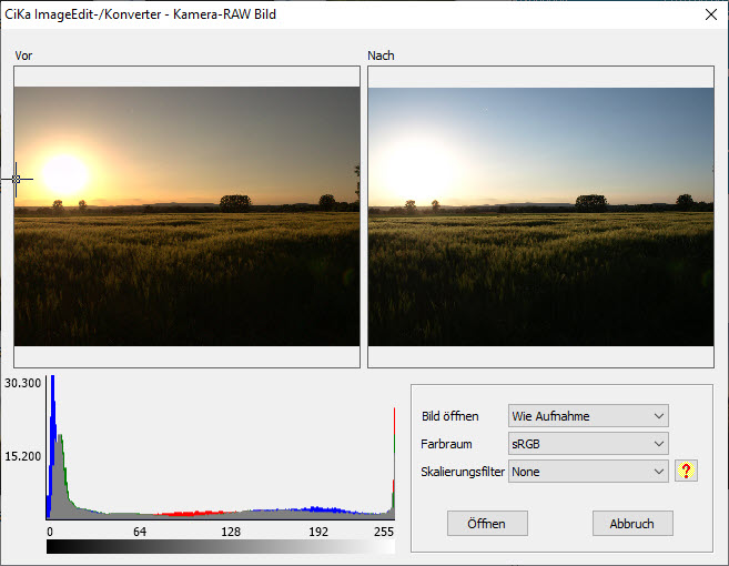 RAW Editor - Bild wie Aufnahme