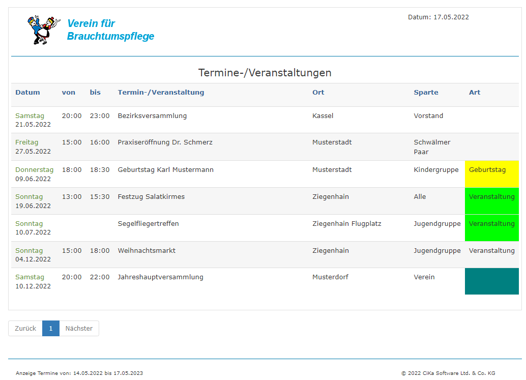 Vereinsverwaltung Online-Termine Vereinsverwaltung Online-Termine