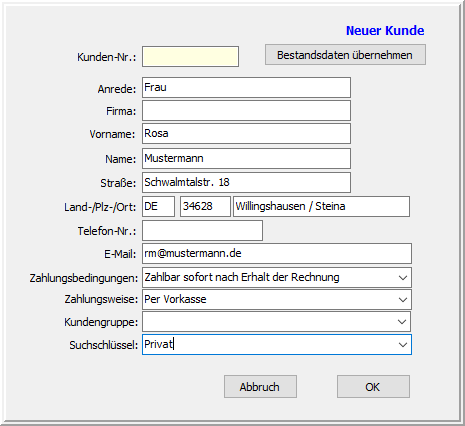 Kundeninfo Kundeninfo